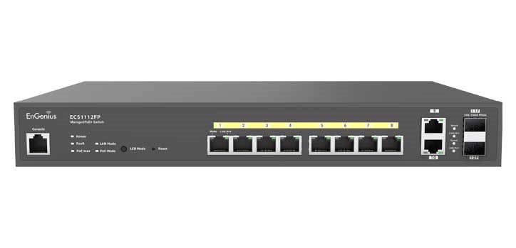 EnGenius Ecs1112fp Cloud Managed 12-Port Gigabit PoE Switch 130W And 2 X SFP Uplinks