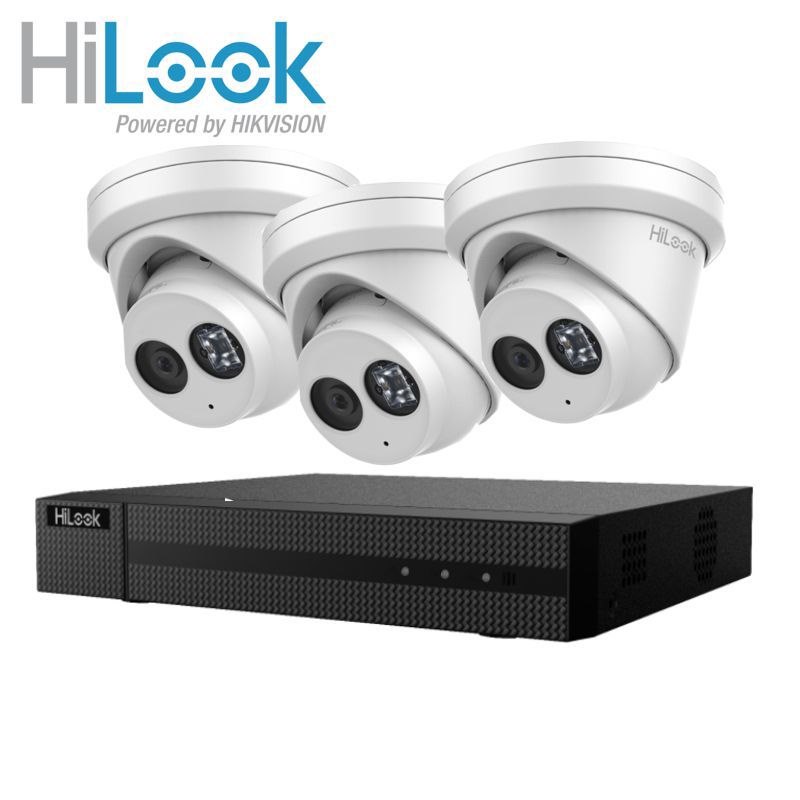 HiLook 2.8MM Turret Kit For Xit5960 - 1 X Hil-104Mhc4p-3Tb PoE NVR, 3 X Hil-Ipc-T261h