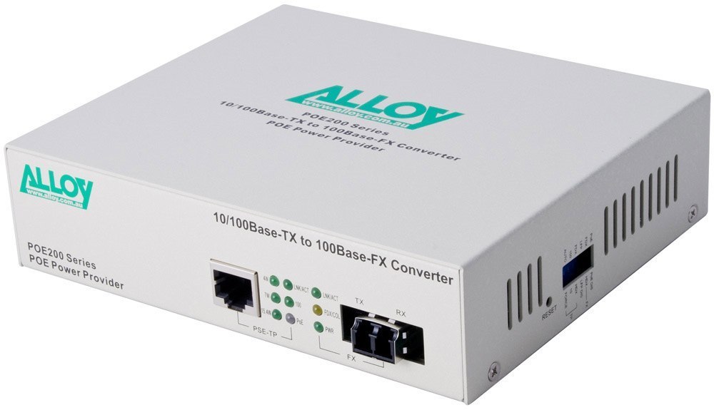 Alloy PoE Pse Fast Ethernet Media Converter 100Base-TX To 100Base-FX (LC), LFP, 2Km