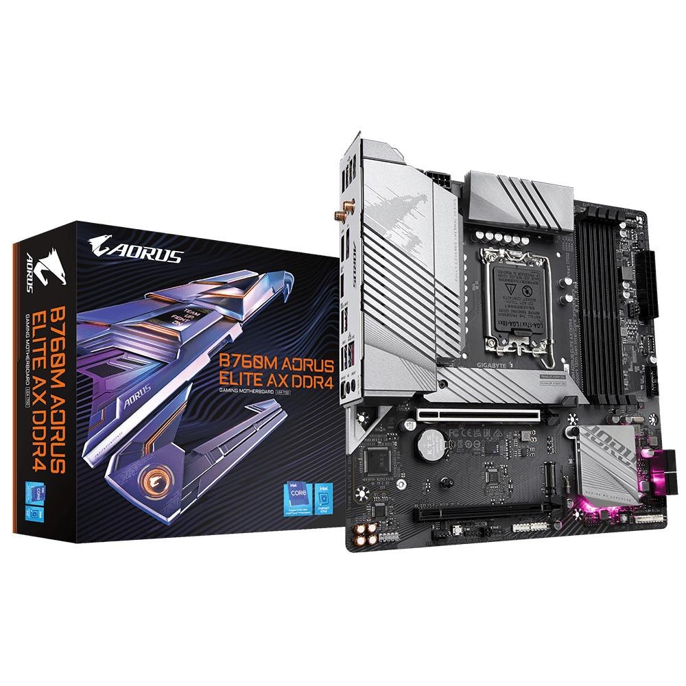 Gigabyte B760M Aorus Elite Ax MB, 1700, X2 DDR4, 4X Sata, 2xM.2, Usb3.2, Wifi 6, Uatx 3YR