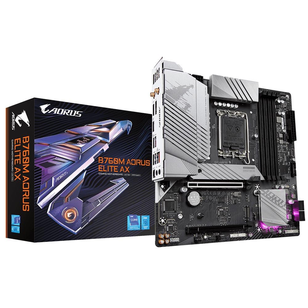 Gigabyte B760M Aorus Elite Ax MB, 1700, X2 DDR5, 4X Sata, 2xM.2, Usb3.2, Wifi 6E, Uatx 3YR