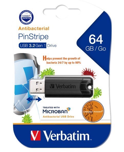 Verbatim PinStripe 64 GB USB 3.0 Flash Drive - Black