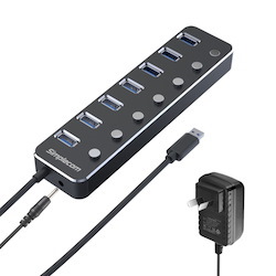 Simplecom CH375PS Aluminium 7 Port Usb 3.0 Hub With Indvidiual Switches And Power Adapter