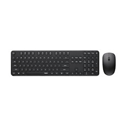 Rapoo Wireless Optical Mouse & Keyboard Black -2.4G Connection, 10M Range, Spill-Resistant, Retro Style Round Key, 1000Dpi Black (Buy 10 Get 1 Free)