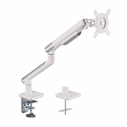 Brateck Single Monitor Premium Slim Aluminum Spring-Assisted Monitor Arm Fix Most 17'-32' Monitor Up To 9KG Per Screen Vesa 75X75/100X100 - White