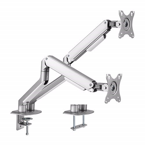 Brateck Dual Monitor Economical Spring-Assisted Monitor Arm Fit Most 17'-32' Monitors, Up To 9KG Per Screen Vesa 75X75/100X100 Matte Grey