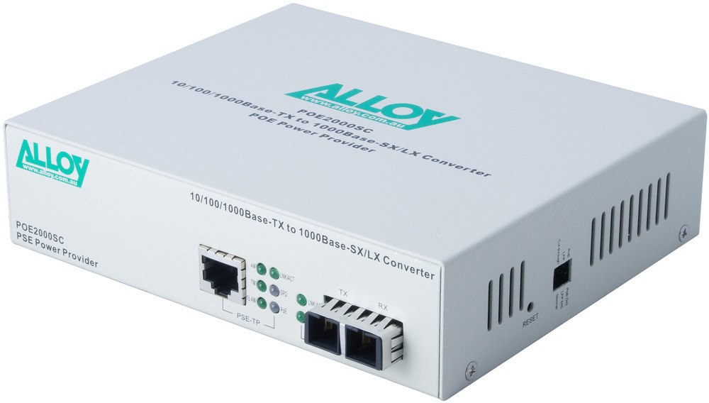 Alloy 10/100/1000Base-T PoE+ RJ-45 To SFP Converter