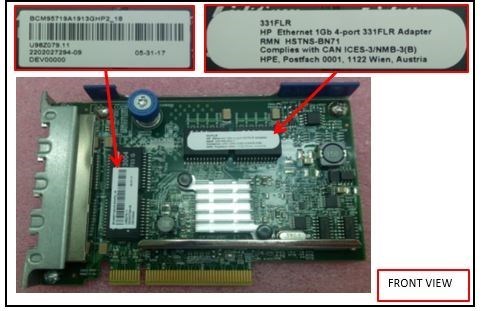 HPE 331FLR Gigabit Ethernet Card - 10/100/1000Base-T - Plug-in Card