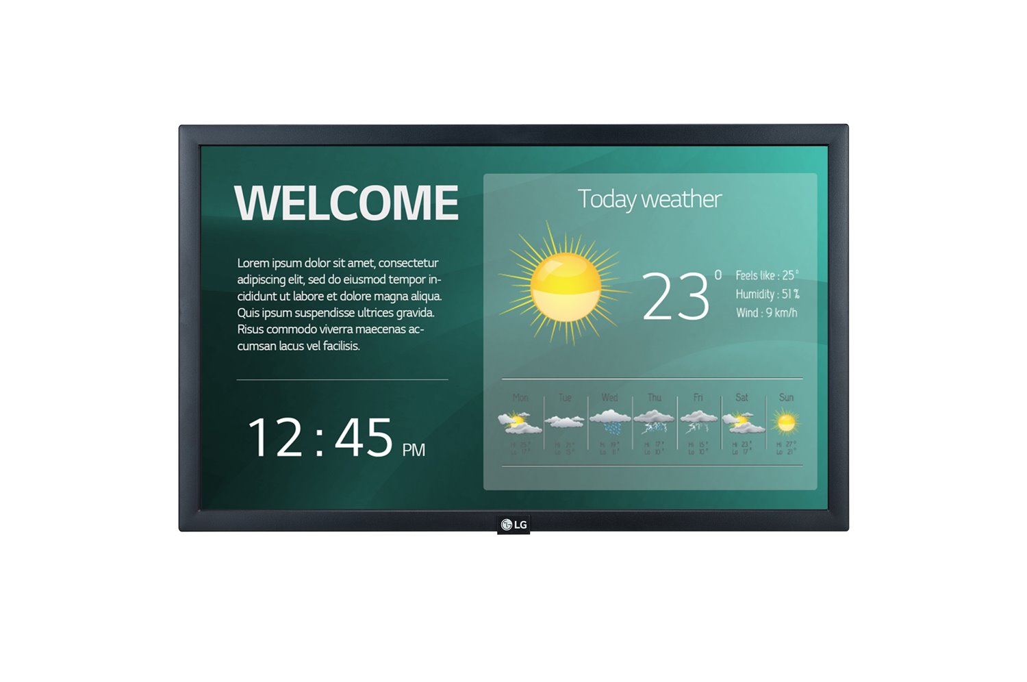 LG Digital Display (Sm5ke) 22" FHD Led, 250Nits, Hdmi, Usb 2.0, Lan, Web O/S, 16/7, 3YR
