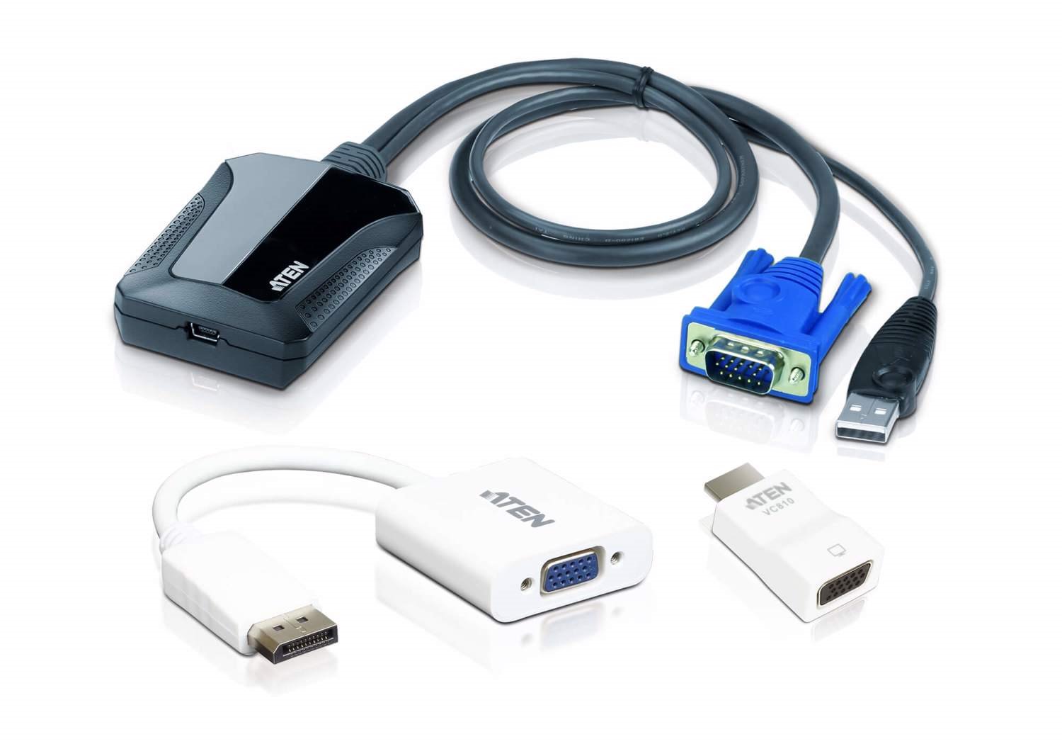 Aten Laptop Usb Console Adapter Kit, Plug And Play, Supports Up To 1920 X 1200 @ 60Hz, Bi-Directional File Transfers, Bundled With VC810 & VC925