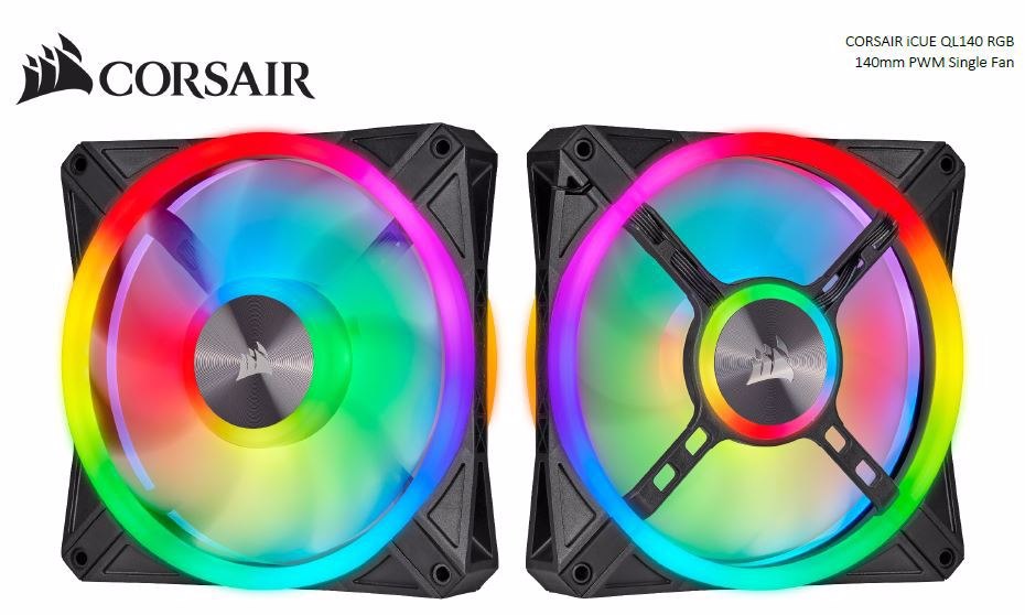 Corsair QL Series, QL140 RGB, 140MM RGB Led Fan, Single Pack