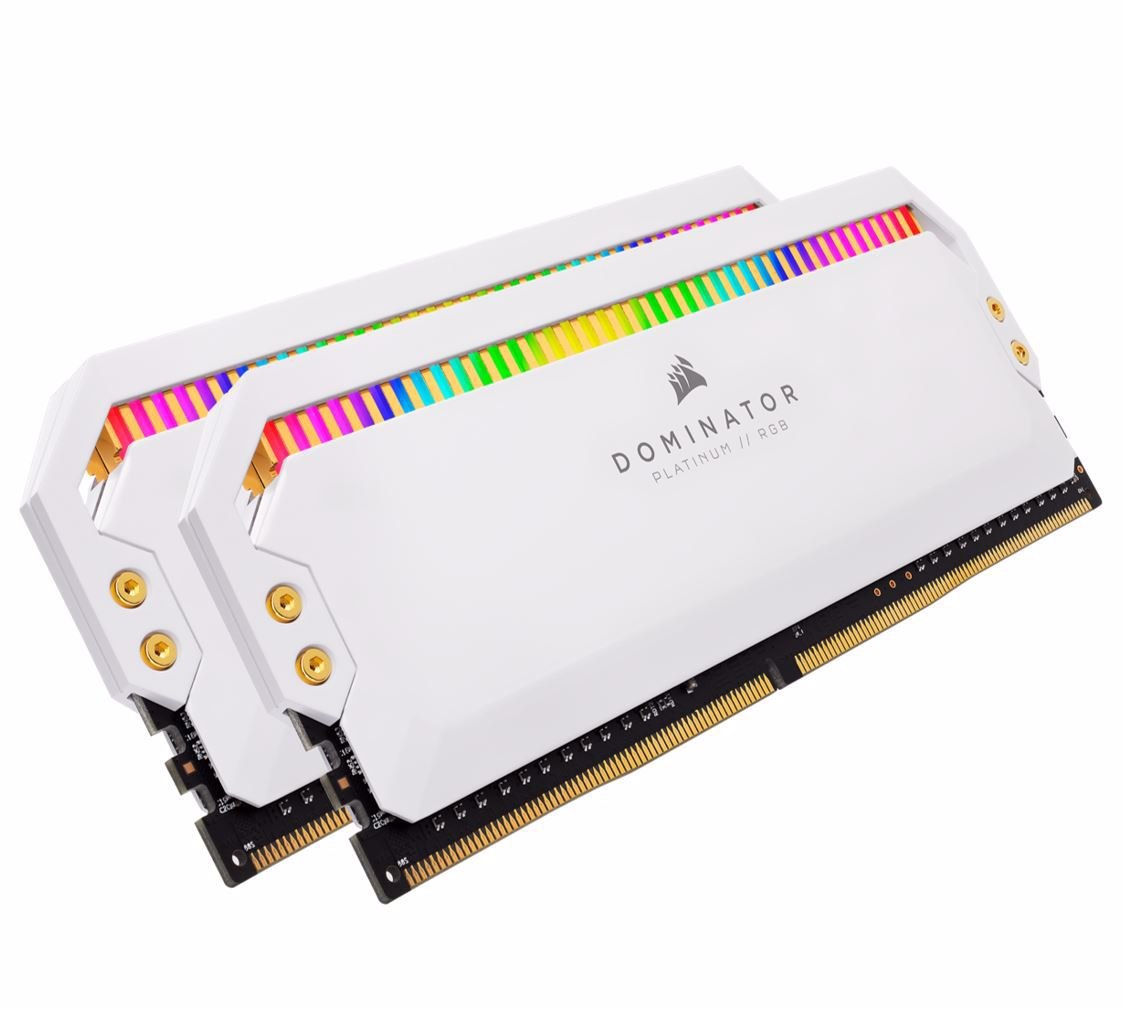 Corsair Dominator Platinum RGB DDR4, 3200MHz 16GB 2x8GB Dimm, Unbuffered, 16-18-18-36, XMP 2.0, White Heatspreader, RGB Led, 1.35V