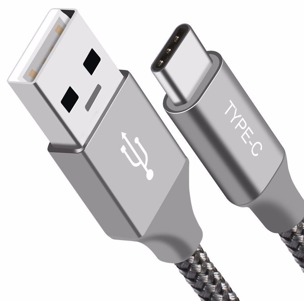 Astrotek 1M Usb-C 3.1 Type-C Data SYNC Charger Cable Silver Strong Braided Heavy Duty Fast Charging For Samsung Galaxy Note S8 Plus LG Google Macbook