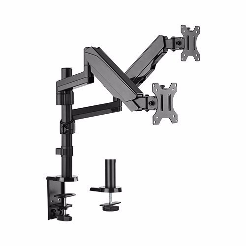 Brateck Dual Minitor Full Extension Gas Spring Dual Monitor Arm (Independent Arms) Fit Most 17'-32' Monitors Up To 8KG Per Screen Vesa 75X75/100X100