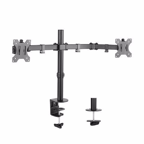 Brateck Dual Screens Economical Double Joint Articulating Steel Monitor Arm Fit Most 13’’-32’’ Monitors Up To 8KG Per Screen, 360°Screen Rotation