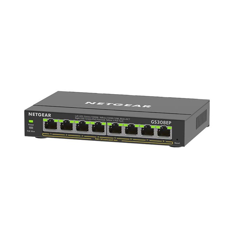 Netgear Gs308ep 8-Port PoE+ Gigabit Ethernet Plus Switch, 62W