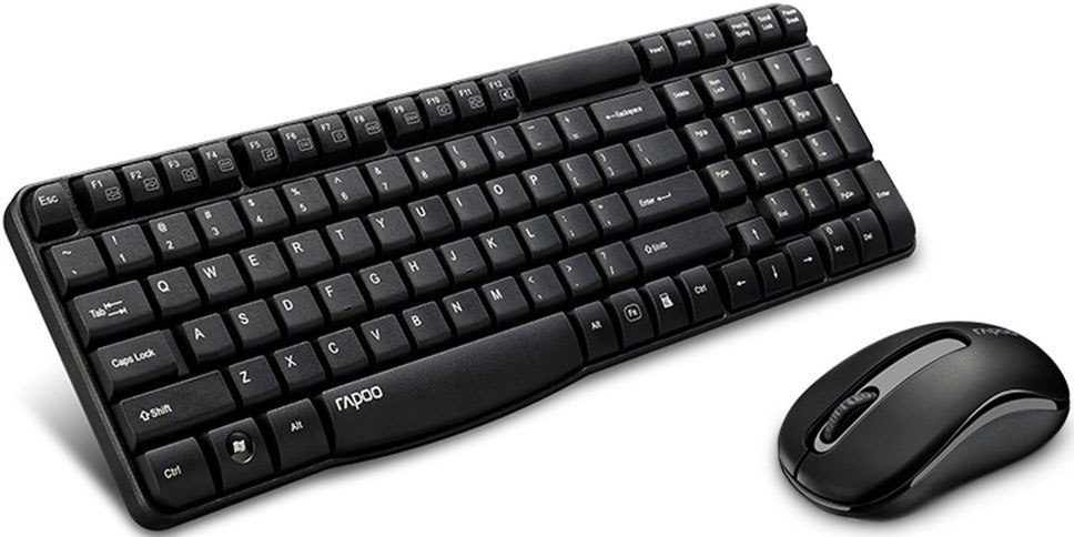 Rapoo X1800S 2.4GHz Wireless Optical Keyboard Mouse Combo Black - 1000Dpi Nano Receiver 12M Battery