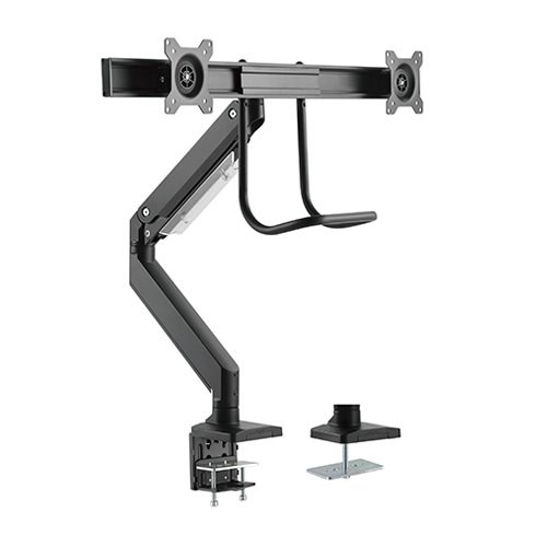 Brateck Dual Monitors Aluminum Heavy-Duty Gas Spring Monitor Arm With Handle Fit Most 17‘-32’ Monitors Up To 8KG Per Screen