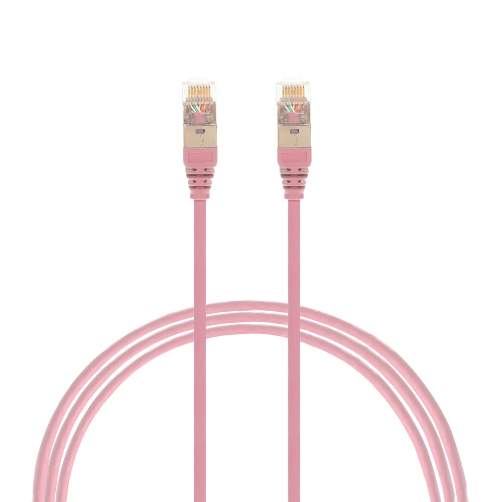 4Cabling 0.5M Cat 6A RJ45 S/FTP Thin LSZH 30 Awg Network Cable. Pink