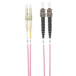 4Cabling 2M LC-ST Om4 Multimode Fibre Optic Cable: Salmon Pink