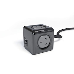 Allocacoc PowerCube 4 Power Outlet And 2 Usb Ports 1.5M. Black