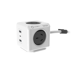 Allocacoc PowerCube 4 Power Outlet 2 Usb A And 1 Usb C 20W Charging Outlets | 1.5M Grey