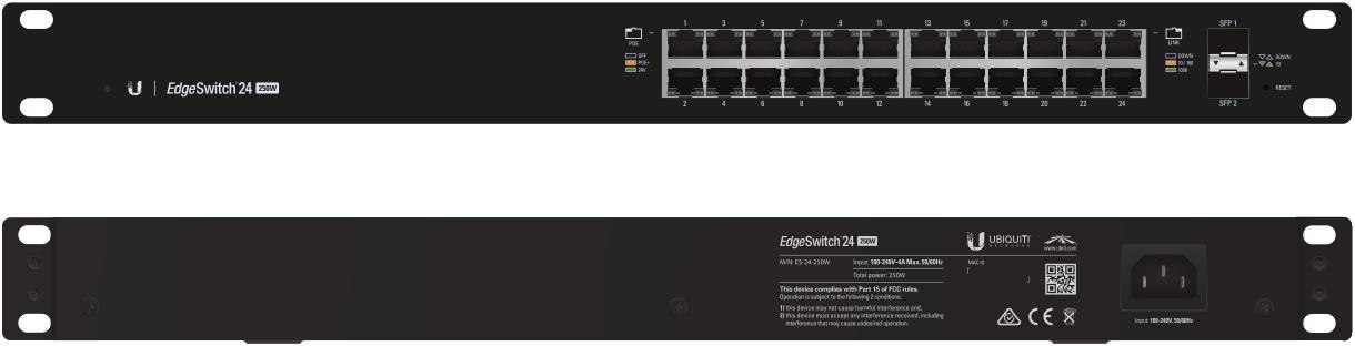 Ubiquiti EdgeSwitch 24 - 24-Port Managed PoE+ Gigabit Switch, 2 SFP, 250W Total Power Output - Supports PoE+ And 24V Passive