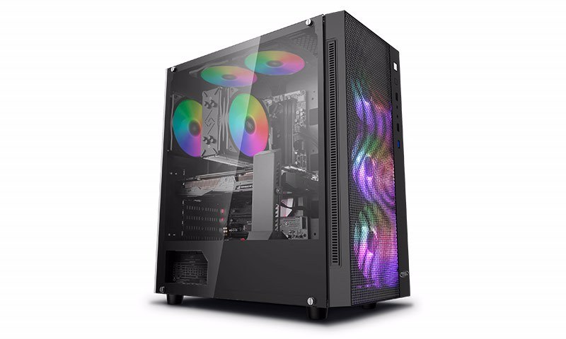 Deepcool Matrexx 55 Mesh Add-Rgb 4F Mesh Panel Tempered Glass Case, 4 Preinstalled Argb Fans