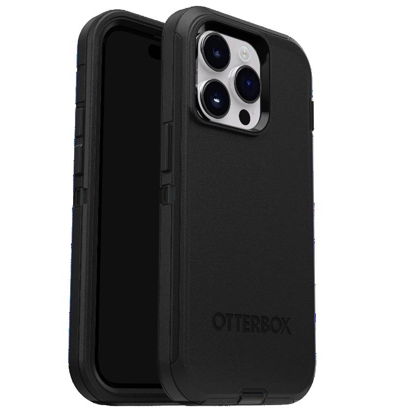 OtterBox Defender Rugged Carrying Case (Holster) Apple iPhone 15 Smartphone - Black