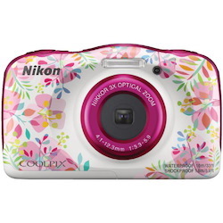 Nikon Digital Compact Camera Coolpix W150 Patterned Pink 13.2MP, 3X Optical Zoom, Fixed Lense, F/3.3-5.9, 10M Waterproof