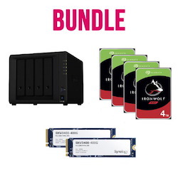 Synology Ultima Bundle - DS920+ X 1 Nas + Seagate Ironwolf 4TB HDDs X 4 + Synology SSD SNV3400-400G X 2