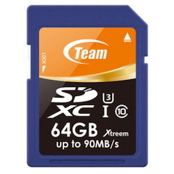 Team Xtreme SDXC 64GB Uhs-1 U3 (Read 90MB/s, Write 45MB/s)