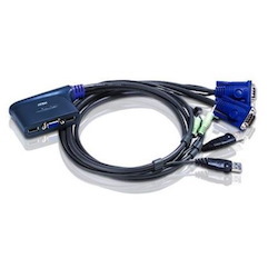 Aten (Cs62us-At) 2 Port Usb KVM Switch. Support Audio, 0.9M Cable