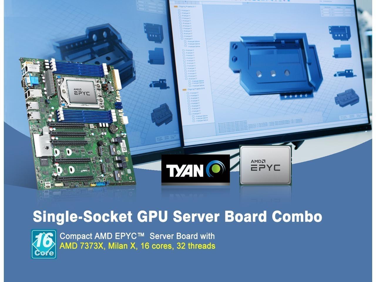 Tyan S8030gm4ne-2T-7373X Atx Server Motherboard With Amd Ryzen 7373X Processor Socket SP3