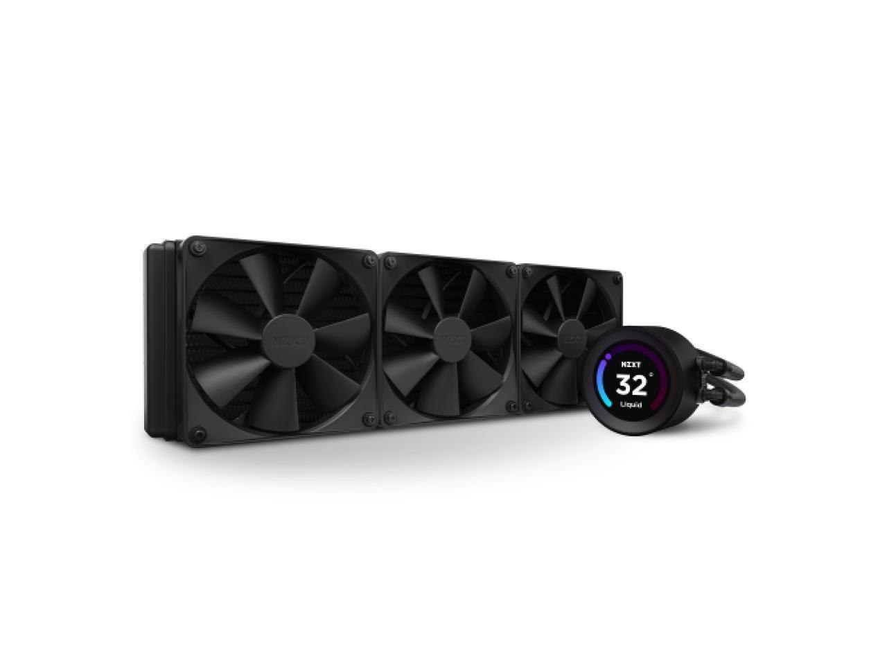 NZXT Kraken Elite 360MM - Rl-Kn36e-B1 – Aio Cpu Liquid Cooler - Customizable LCD Display - 3 X F120P Static Pressure Fan Radiator Fans Lga 1700 / Am5 Compatible