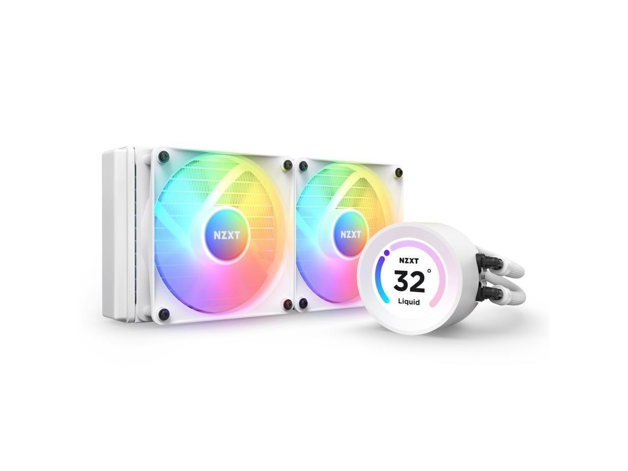 NZXT Kraken Elite RGB 240MM - Rl-Kr24e-W1 – RGB Aio Cpu Liquid Cooler – Customizable LCD Display - 2 X F120RGB Core Fans Radiator Fans White Lga 1700 / Am5 Compatible