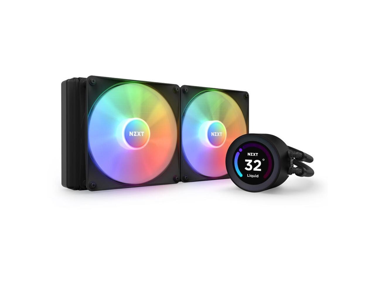 NZXT Kraken Elite RGB 280MM - Rl-Kr28e-B1 – RGB Aio Cpu Liquid Cooler – Customizable LCD Display - 2 X F140RGB Core Fans Radiator Fans Black Lga 1700 / Am5 Compatible