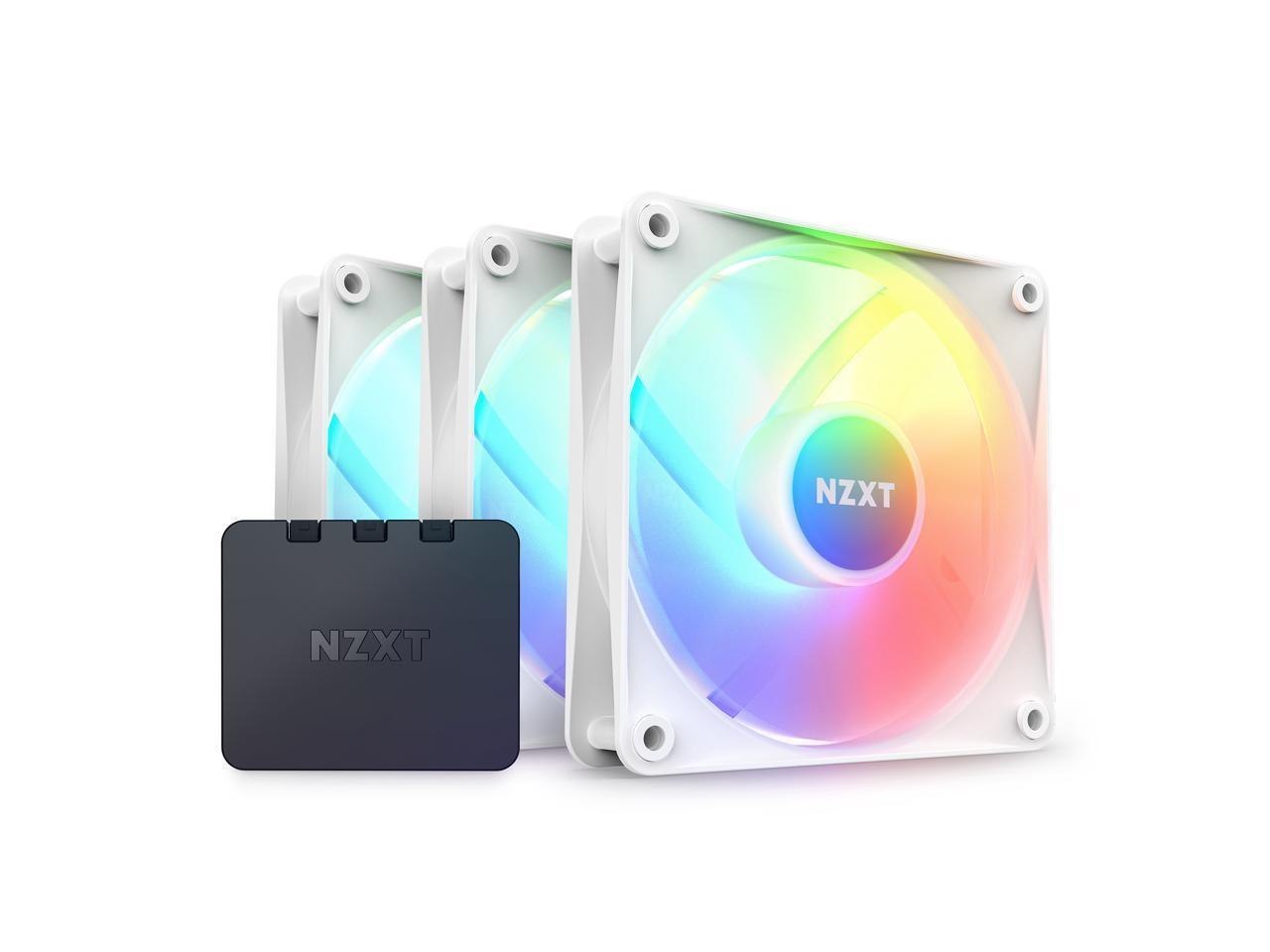 NZXT F120 RGB Core Fan - RF-C12TF-W1 - 120MM Hub-Mounted RGB Fan - Sublime RGB Lighting - PWM Control - Triple