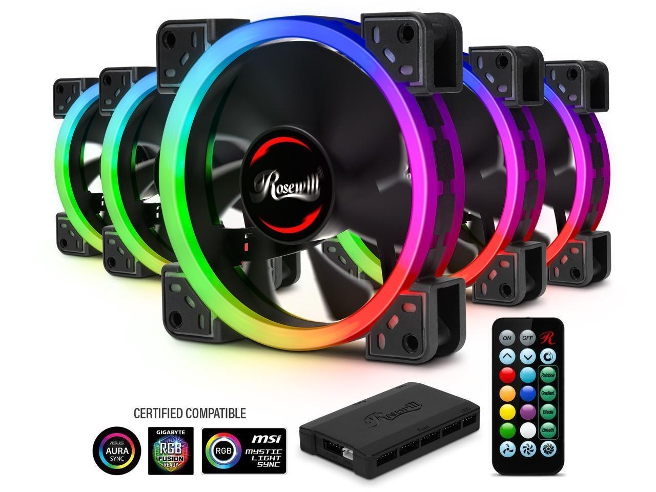 Rosewill RGBF-23001 120MM Dual Ring Addressable RGB Case Fan Hub Set