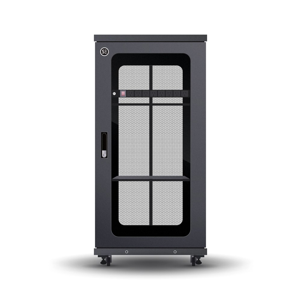 Serveredge 27Ru Fully Assembled Free Standing Server Cabinet - 800W X 800D X 1388HIncludes:Front Glass DoorDual Rear Mesh Doors1 X 8 Way Pdu1 X 2 Fan Unit2 X Fixed ShelvesL- Shaped Rails40 X Cage Nuts