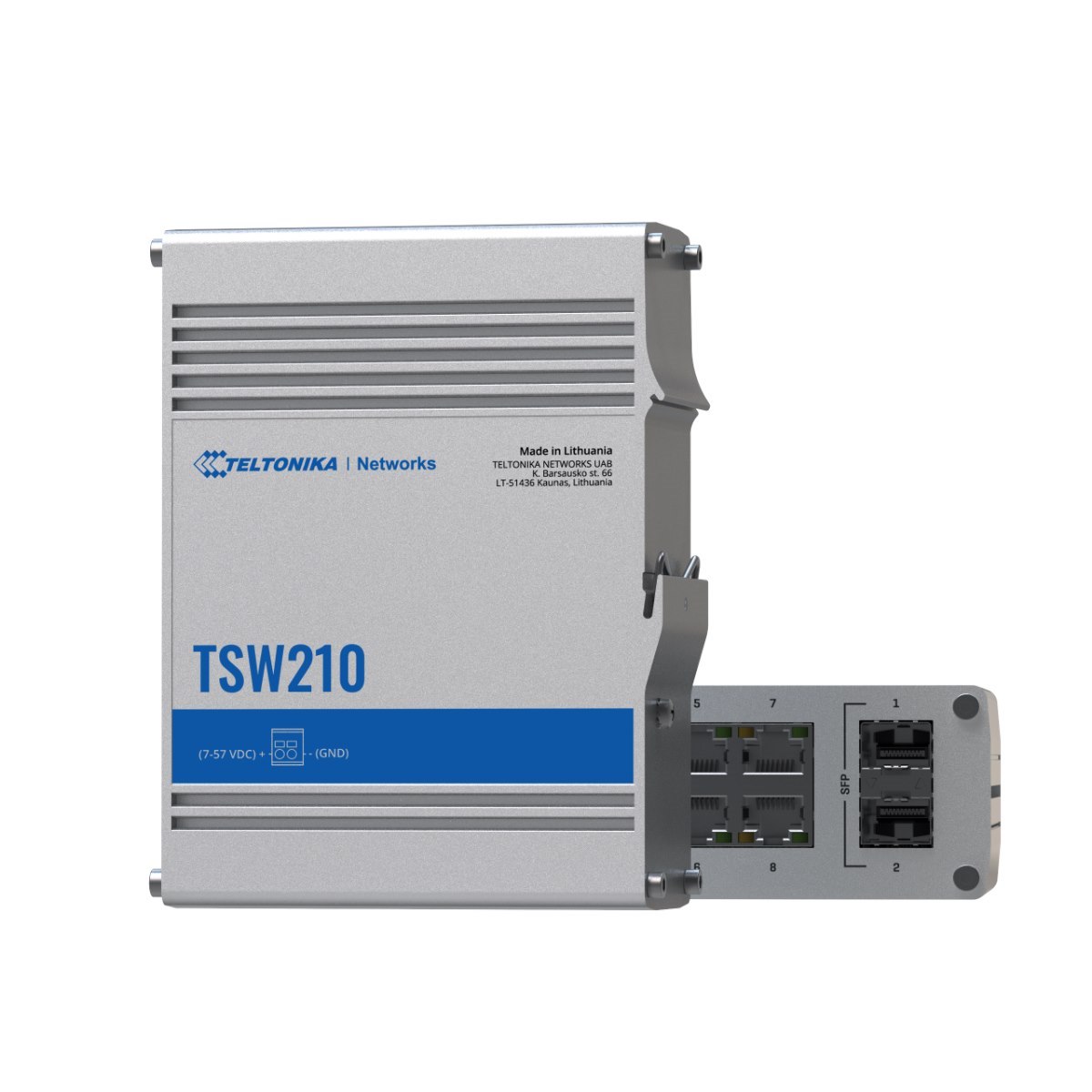 Teltonika | TSW210 | 10 Port Industrial Unmanaged Switch | Rear Panel With Din Rail Holder ** Psu Not Included **