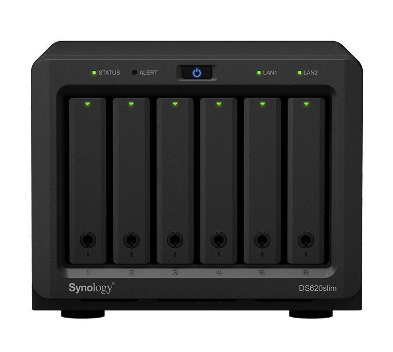 Synology Ds620slim, 6 Bay Nas (No Disk), Celeron 2-Core, 2GB,GbE(2),USB,,TWR,3YR