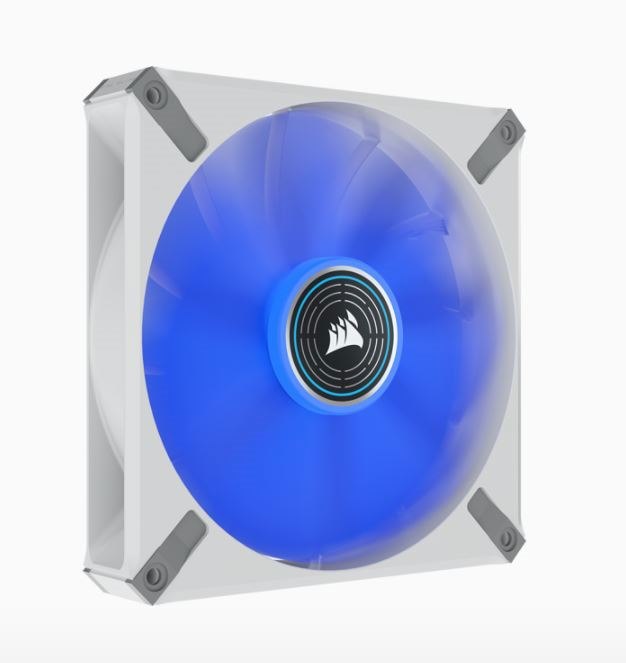 Corsair ML Elite Series, ML140 Led Elite White, 140MM Magnetic Levitation Blue Led Fan With AirGuide, Single Pack