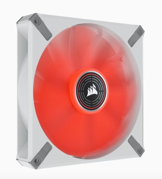 Corsair ML Elite Series, ML140 Led Elite White, 140MM Magnetic Levitation Red Led Fan With AirGuide, Single Pack