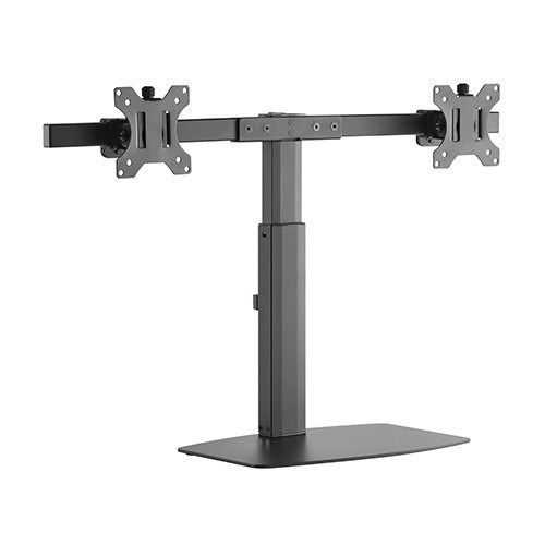 Brateck Dual Free Standing Screen Pneumatic Vertical Lift Monitor Stand Fit Most 17‘-27’ Monitors Up To 6KG Per Screen Vesa 75X75/100X100