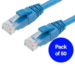 4Cabling 0.5M Cat6 RJ45-RJ45 Pack Of 50 Ethernet Network Cable. Blue