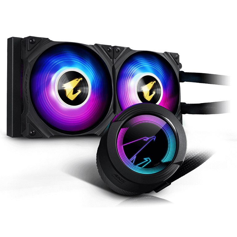 Gigabyte Aorus Waterforce 240 All-In-One Liquid Cooler With Circular LCD Display, RGB Fusion 2.0, Dual 120MM Argb Fans