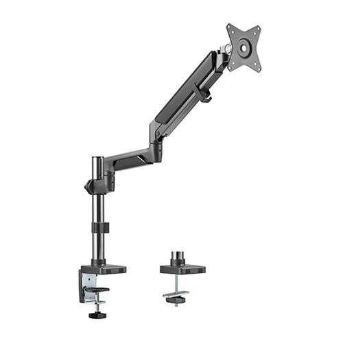 Brateck Single Monitor Pole-Mounted Epic Gas Spring Aluminum Monitor Arm Fit Most 17'-32' Monitors, Up To 9KG Per Screen Vesa 75X75/100X100 Space Grey