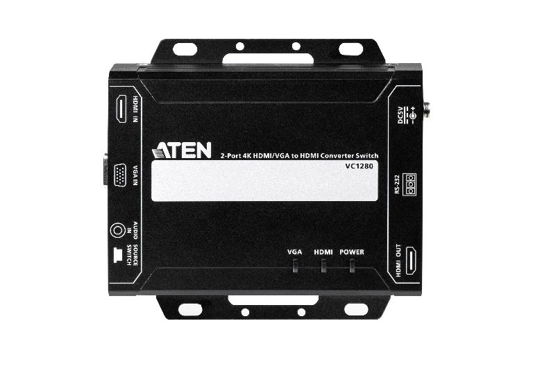 Aten Professional Converter Switch 2 Port 4K Hdmi/Vga To Hdmi Converter Switch, Supports Control Via RS232 Terminal Or Auto To New Source