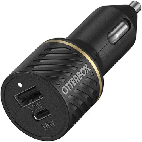 OtterBox Usb-C And Usb-A Fast Charge Dual Port Car Charger - 30W - Black Shimmer (78-52545), Usb Power Delivery 3.0, Up To 3.6X Faster Charging